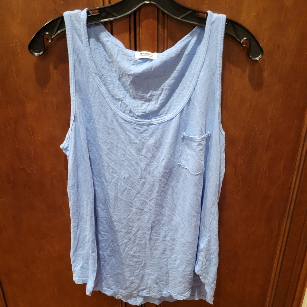 LA Made Light Blue Tank Top with Pocket Sz Large